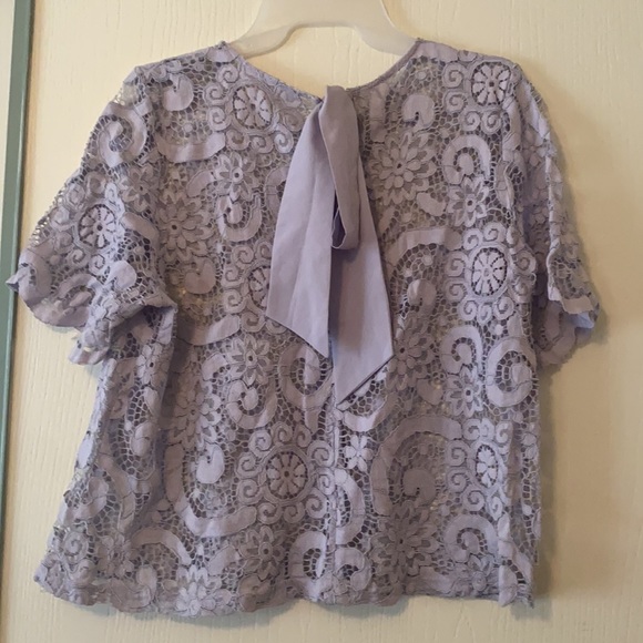 Lilac lace cropped top with bow detail - Picture 4 of 4